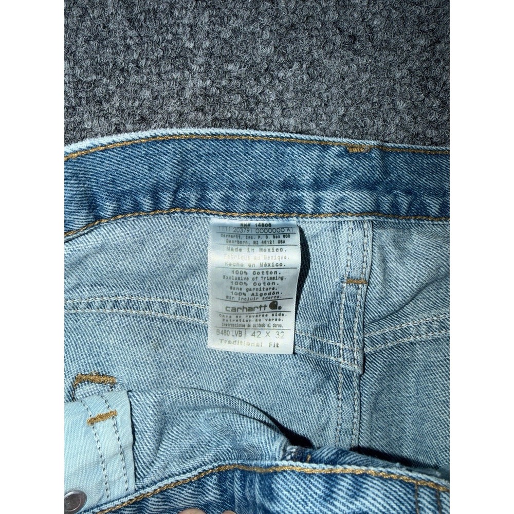 Carhartt Men's Light Blue Light Wash Straight Denim Jeans Traditional fit 42x32 - Picture 2 of 8
